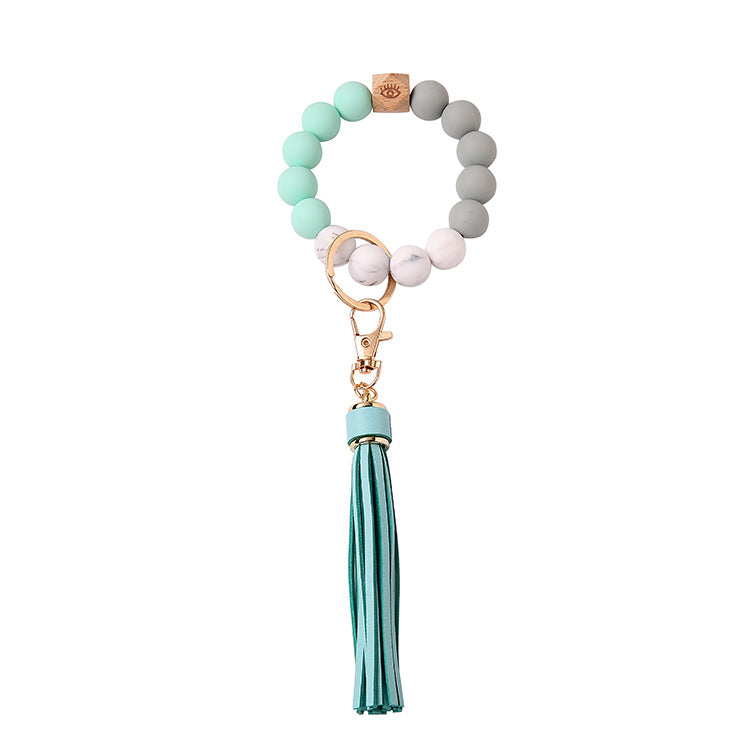 Wholesale Wooden Beads Silicone Beads Tassel Bracelet Keychain